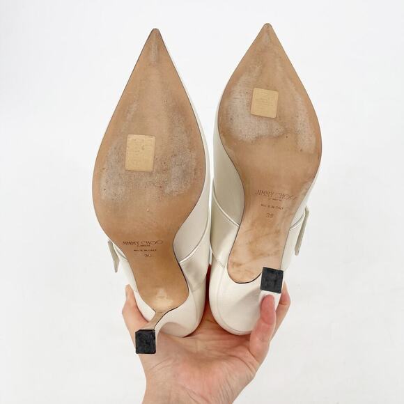 Jimmy Choo White Magik 90 Leather Pointed Toe Heeled Ankle Boot size IT 39 - Picture 12 of 13
